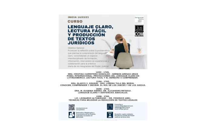 Curso Lenguaje Claro, Lectura Fácil y producción de textos jurídicos (Inicia 14/3/23)